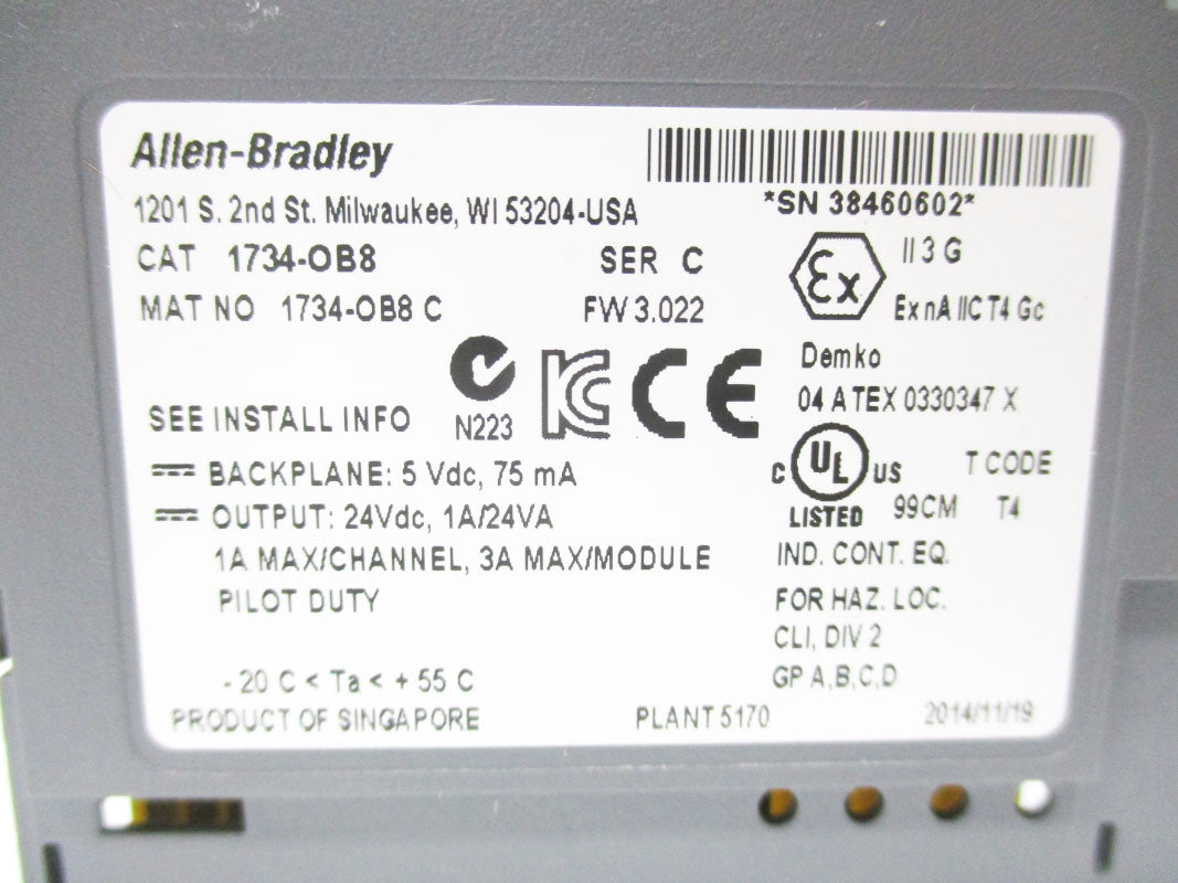 ALLEN BRADLEY 1734-OB8 SER. C F/W 3.022 NSNP
