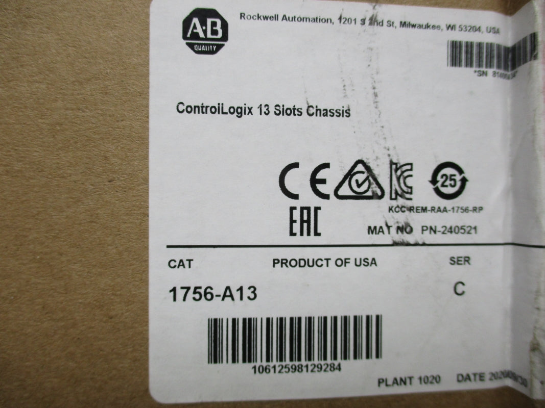 ALLEN BRADLEY 1756-A13 SER. C 24VDC 15A NSMP