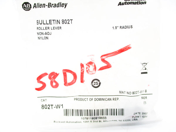 ALLEN BRADLEY 802T-W1 SER. B 1.5" NSMP