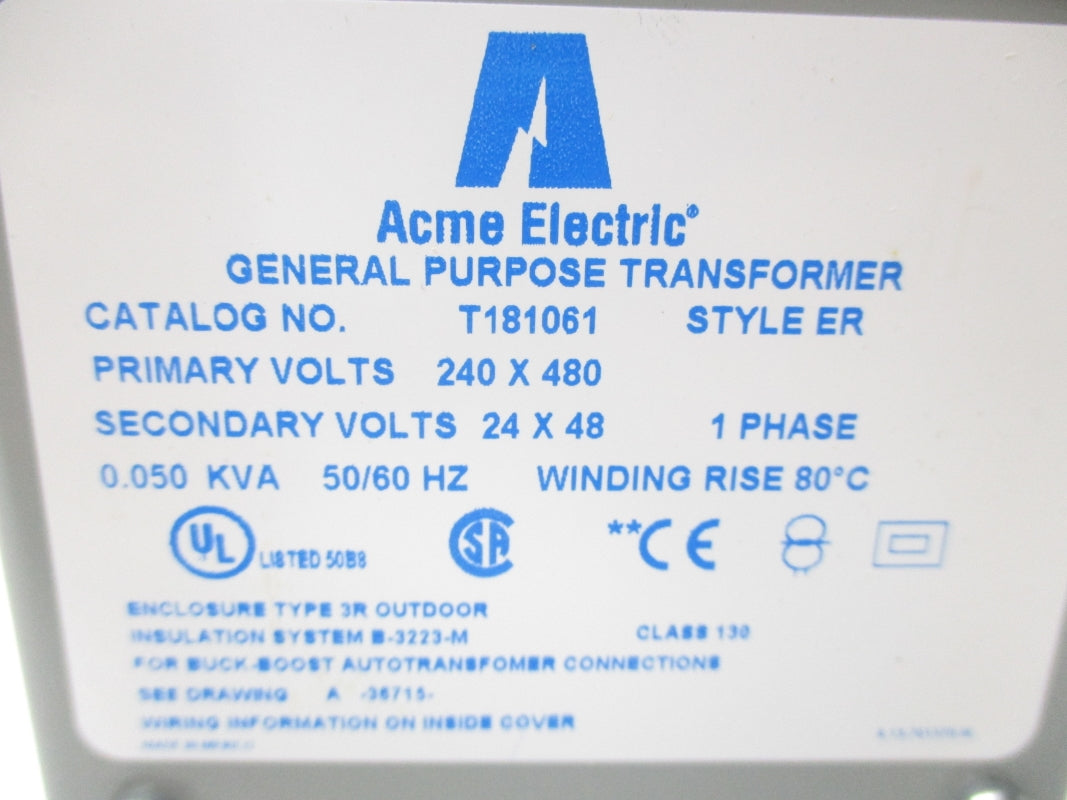 ACME ELECTRIC T181061 240/480V NSMP