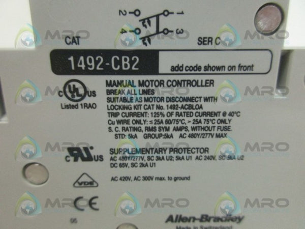 ALLEN BRADLEY 1492-CB2G070 SER. C MOTOR CONTROLLER NSMP