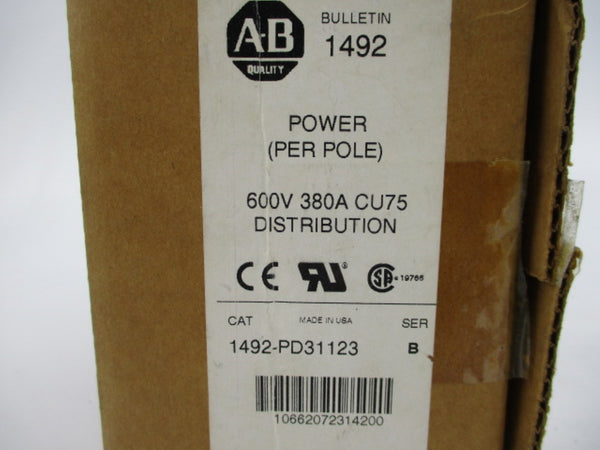 ALLEN BRADLEY 1492-PD31123 SER. B 600V 380A (BR/WH) NSMP