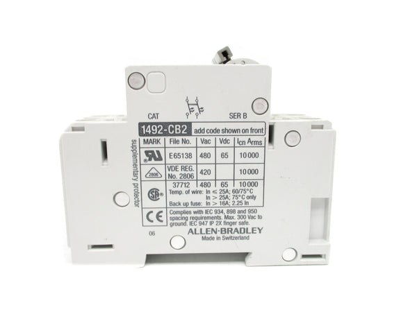 ALLEN BRADLEY 1492-CB2G100 SER. B 480VAC 10A NSNP