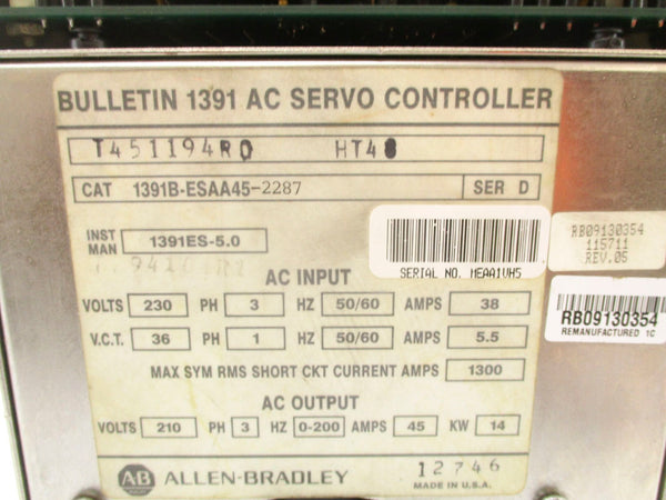 ALLEN BRADLEY 1391B-ESAA45-2287 SER. D 230V 38A UNMP