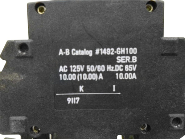 ALLEN BRADLEY 1492-GH100 SER. B CIRCUIT BREAKER 10A UNMP
