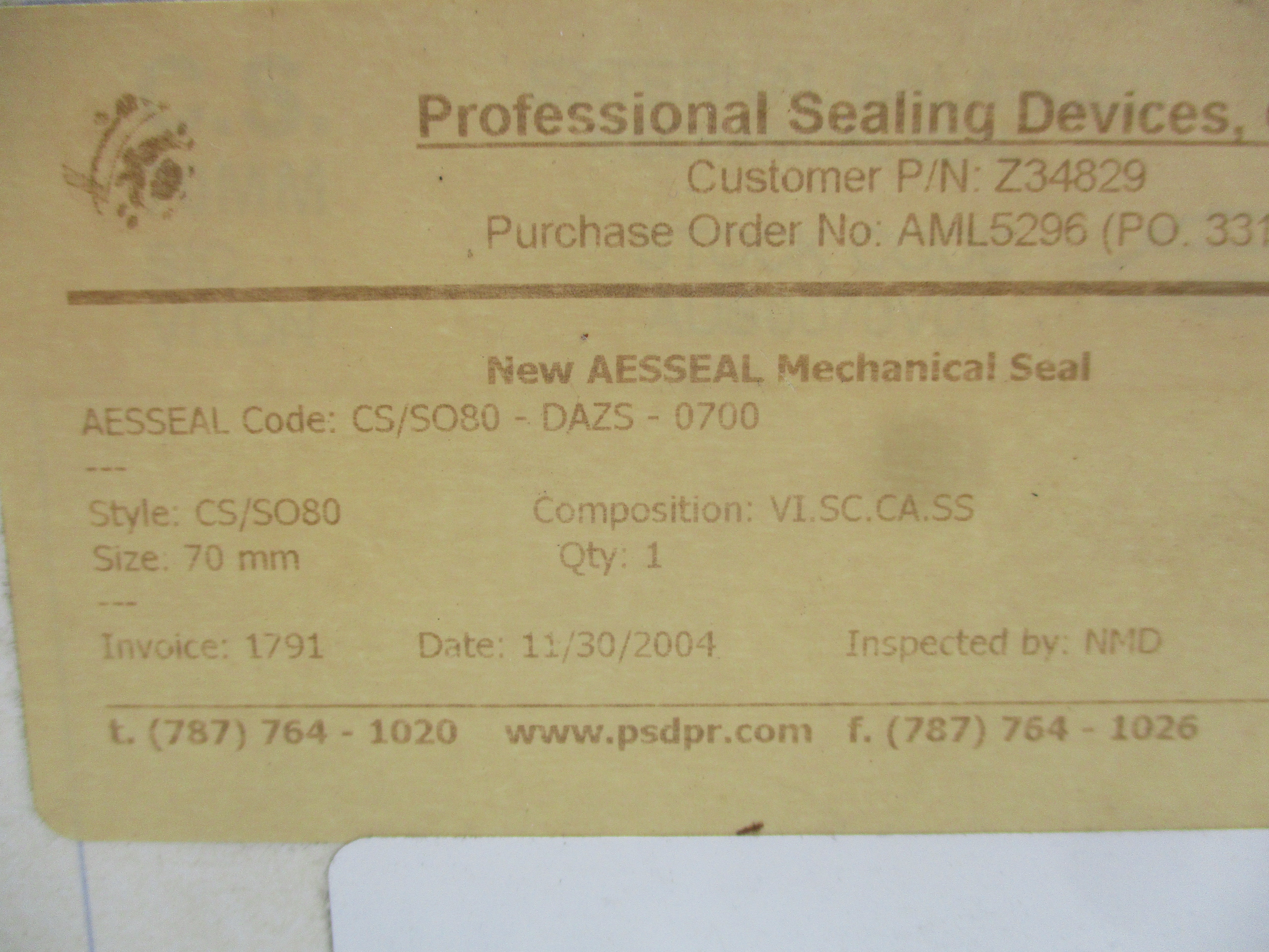 AESSEAL CS/SO80-DAZS-0700 70MM NSMP