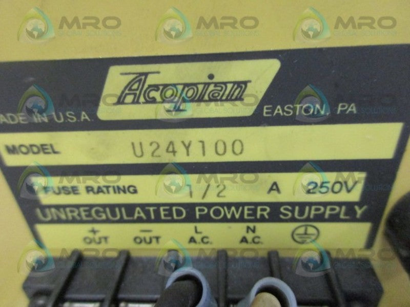 ACOPIAN U24Y100 250V POWER SUPPLY UNMP