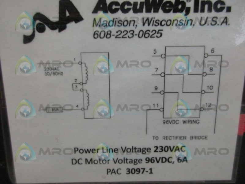 ACCUWEB 3097-1 POWER SUPPLY UNMP