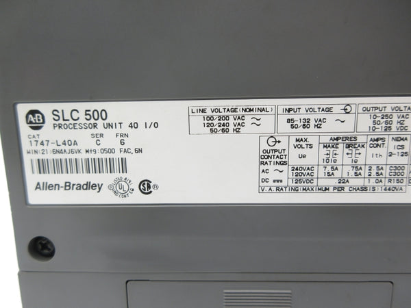 ALLEN BRADLEY 1747-L40A SER. C F/W 6 85-132VAC NSNP
