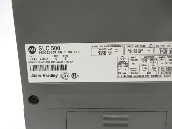 ALLEN BRADLEY 1747-L30A SER. C F/W 6 85-132VAC NSNP