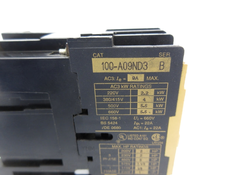 ALLEN BRADLEY 100-A09ND3 SER. B 110/120V 9A NSNP
