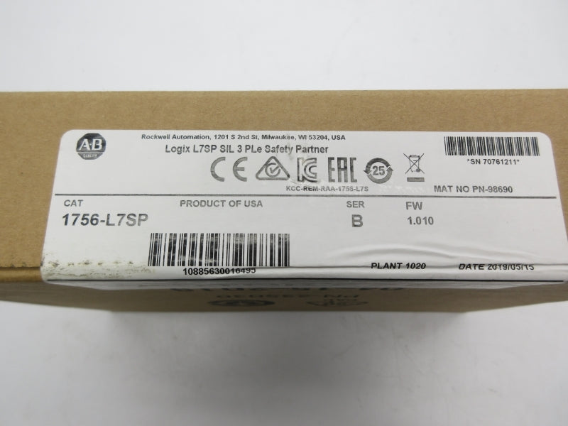ALLEN BRADLEY 1756-L7SP SER. B F/W 1.010 DATE: 2019 NSFS