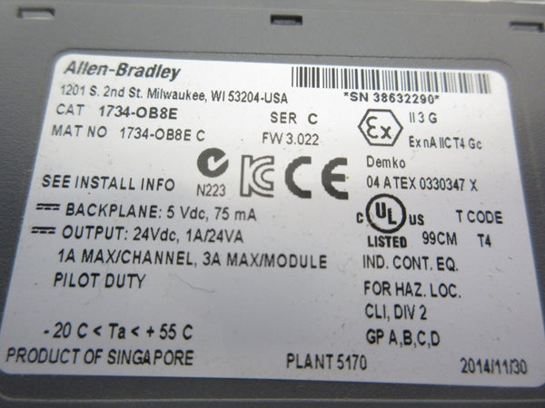 ALLEN BRADLEY 1734-OB8E SER. C F/W 3.022 24VDC NSMP