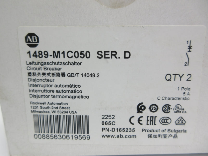 ALLEN BRADLEY 1489-M1C050 SER. D 277V 5A (PKG OF 2) NSMP