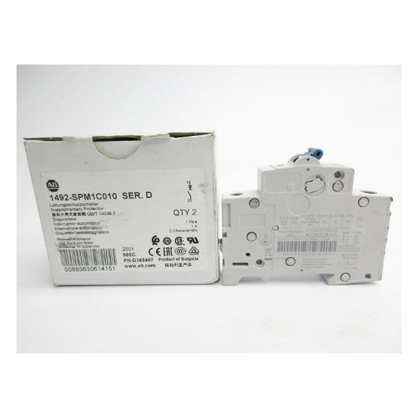 ALLEN BRADLEY 1492-SPM1C010 SER. D 277VAC 1A (PKG OF 2) NSMP