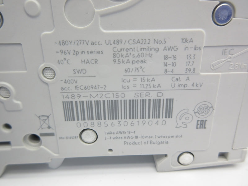 ALLEN BRADLEY 1489-M2C150 SER. D 15A NSNP