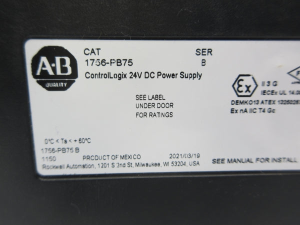 ALLEN BRADLEY 1756-PB75 SER. B 24VDC NSNP