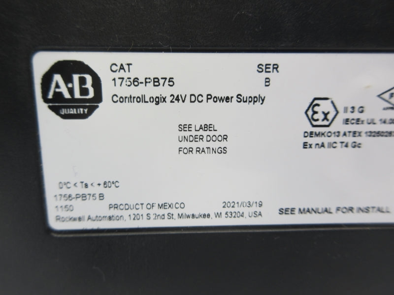 ALLEN BRADLEY 1756-PB75 SER. B 24VDC NSNP