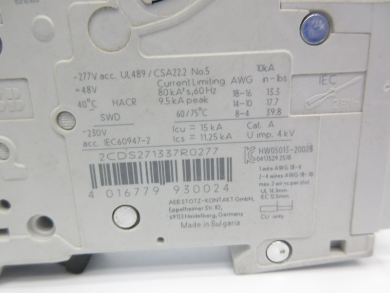 ABB SU201MK2 2CDS271337R0277 277V 2A NSNP