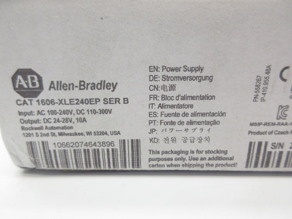 ALLEN BRADLEY 1606-XLE240EP SER. B 100-240VAC 10A NSMP