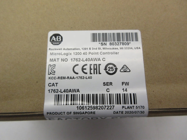 ALLEN BRADLEY 1762-L40AWA SER. C F/W 14 DATE: 2020 NSFS
