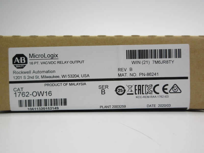 ALLEN BRADLEY 1762-OW16 SER. B DATE: 2020 NSFS