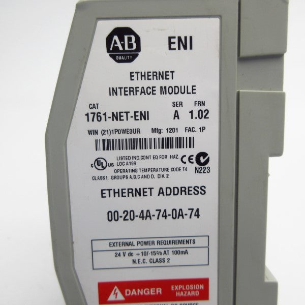 ALLEN BRADLEY 1761-NET-ENI SER. A F/W 1.02 24VDC NSNP