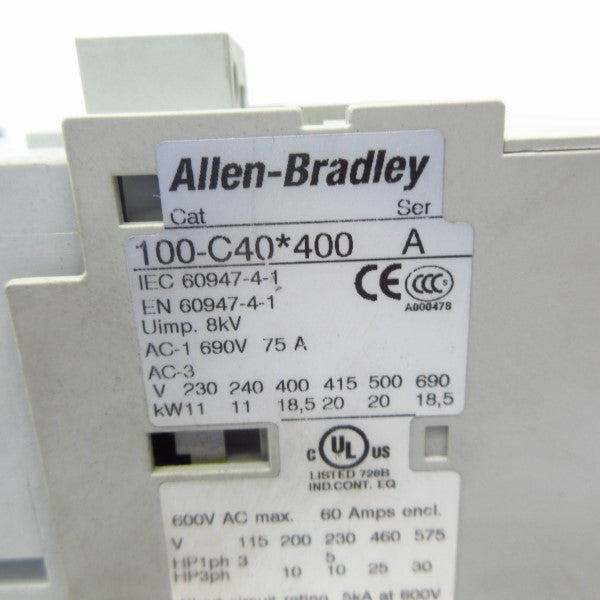 ALLEN BRADLEY 100-C40D400 SER. A 110/120V 75A NSNP
