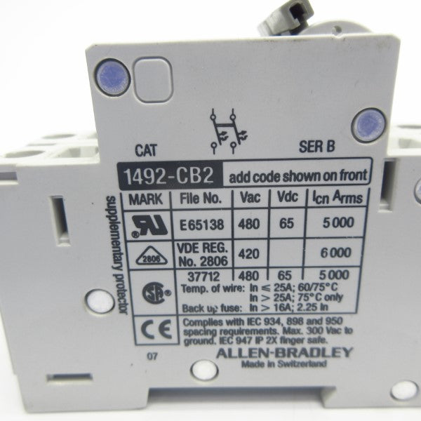 ALLEN BRADLEY 1492-CB2H250 SER. B 480VAC 25A NSNP