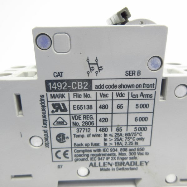 ALLEN BRADLEY 1492-CB2H050 SER. B 480VAC 5A NSNP