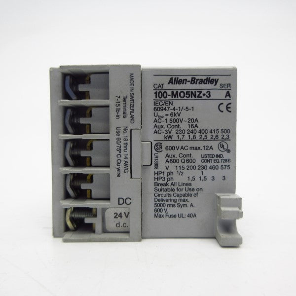ALLEN BRADLEY 100-MO5NZD3 SER. A 24VDC 20A NSNP