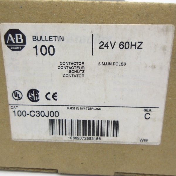 ALLEN BRADLEY 100-C30J00 SER. C 24V 65A (BR/WH) NSMP