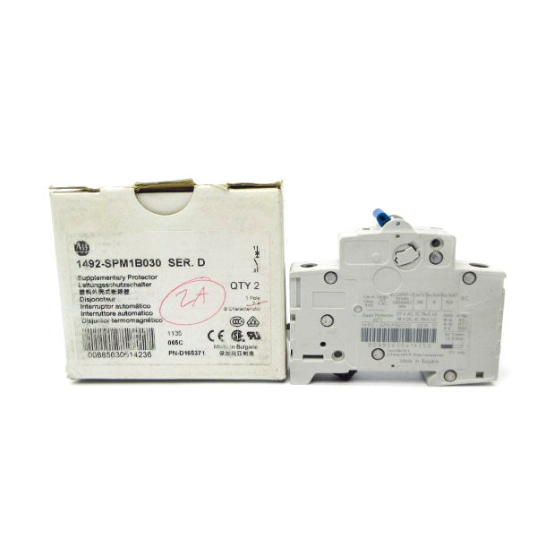 ALLEN BRADLEY 1492-SPM1B030 SER. D 277VAC 3A (PKG OF 2) NSMP