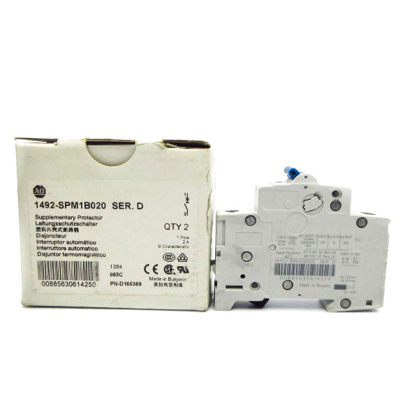 ALLEN BRADLEY 1492-SPM1B020 SER. D 277VAC 2A (PKG OF 2) NSMP