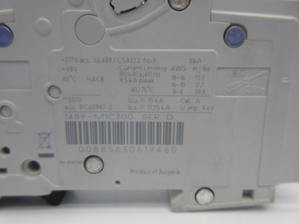 ALLEN BRADLEY 1489-M1C300 SER. D 277VAC 30A NSNP