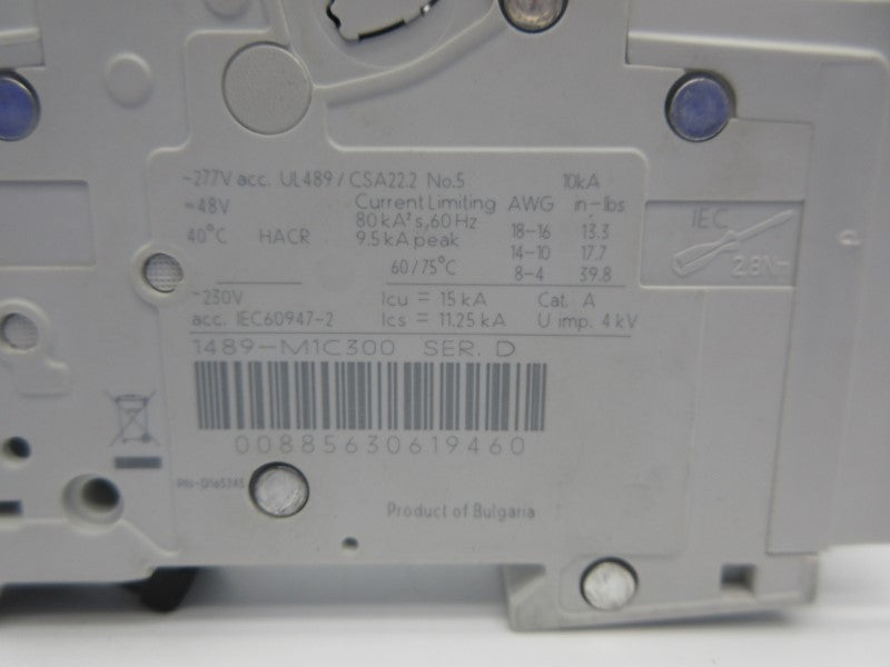 ALLEN BRADLEY 1489-M1C300 SER. D 277VAC 30A NSNP