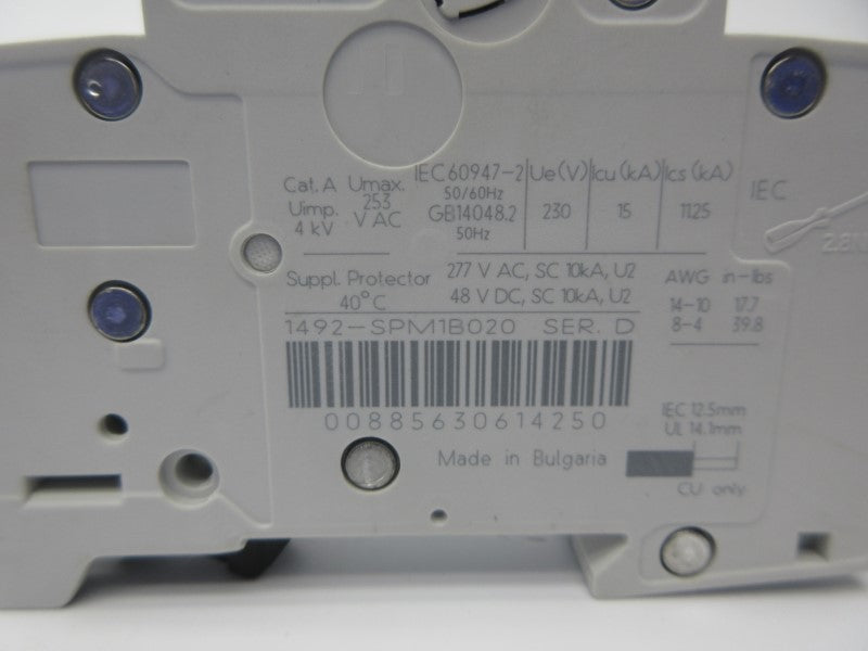 ALLEN BRADLEY 1492-SPM1B020 SER. D 277VAC 2A NSNP