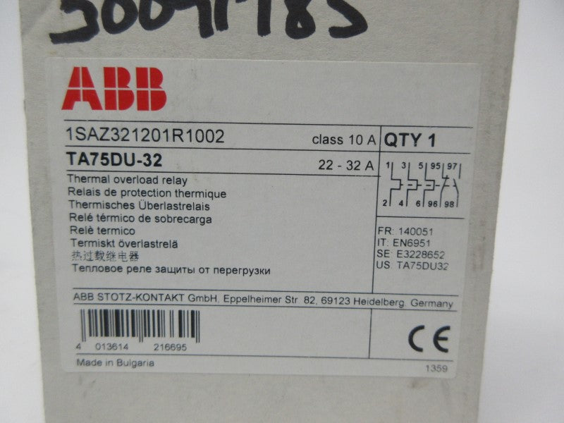 ABB TA75DU-32 1SAZ321201R1002 690V 22-32A NSMP