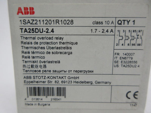 ABB TA25DU-2.4 1SAZ211201R10280 690V 1.7-2.4A NSMP