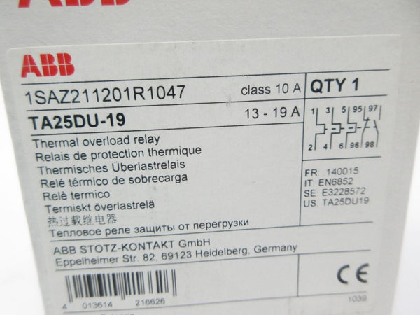 ABB TA25DU-19 1SAZ211201R1047 690V 13-19A NSMP