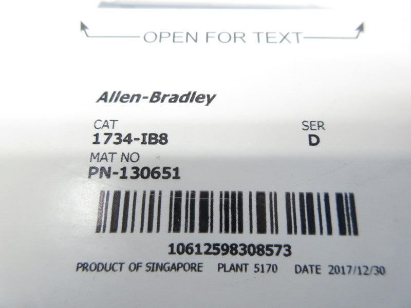 ALLEN BRADLEY 1734-IB8 F/W 3.022 SER. D 24VDC NSMP