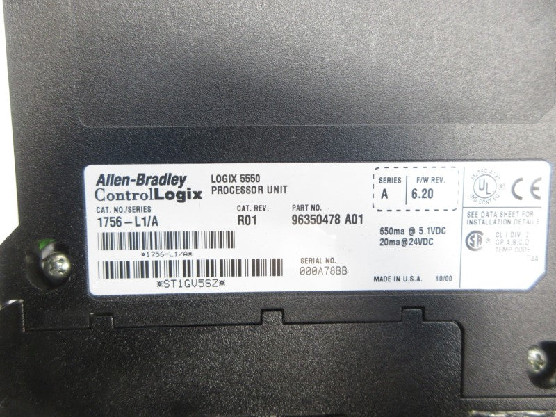 ALLEN BRADLEY 1756-L1 SER. A F/W 6.20 (NO KEY) NSNP