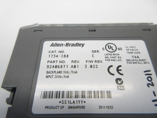 ALLEN BRADLEY 1734-IB8 SER. C F/W 3.022 24VDC NSNP