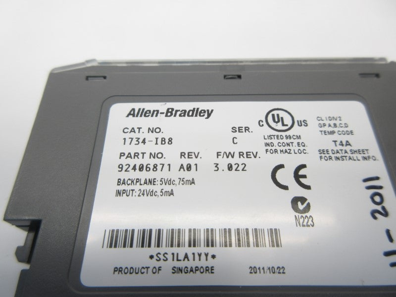 ALLEN BRADLEY 1734-IB8 SER. C F/W 3.022 24VDC NSNP