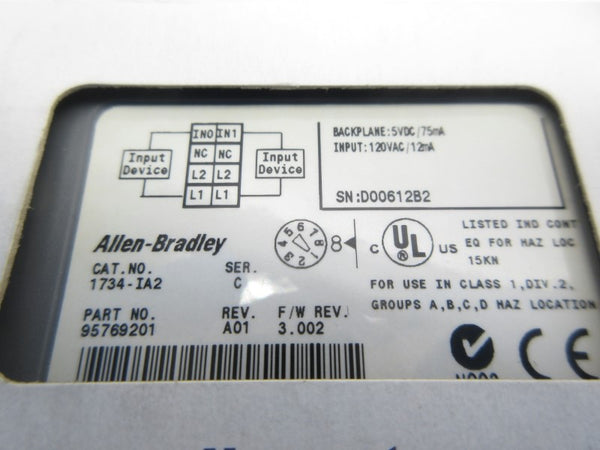 ALLEN BRADLEY 1734-IA2 SER. C F/W 3.002 120VAC NSMP