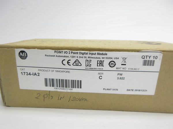 ALLEN BRADLEY 1734-IA2 SER. C 120VAC F/W 3.022 (PKG OF 10) NSMP