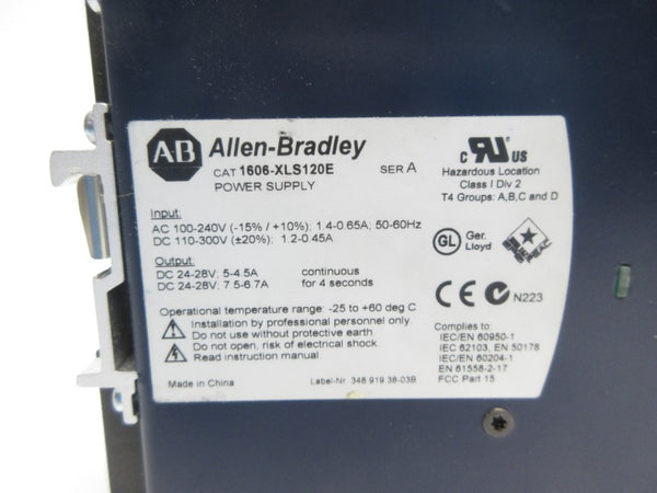 ALLEN BRADLEY 1606-XLS120E SER. A 100-240VAC 1.4-0.65A NSNP