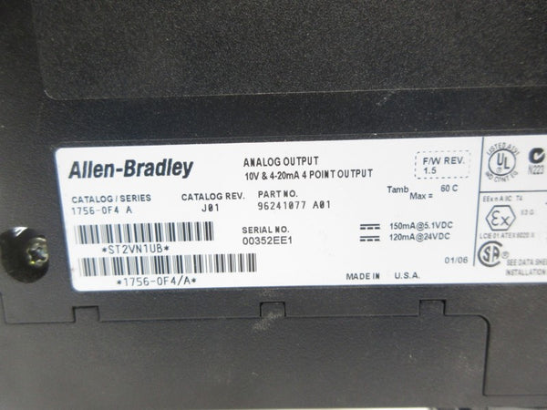 ALLEN BRADLEY 1756-OF4 SER. A F/W 1.5 24VDC NSNP
