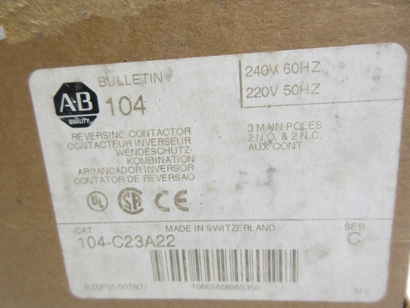 ALLEN BRADLEY 104-C23A22 SER. C 220/240V (BR/WH) NSMP