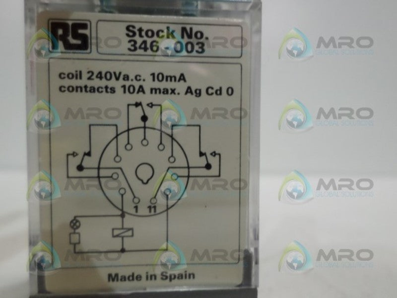 RS COMPONENTS 346-003 RELAY 240VAC  NSNP